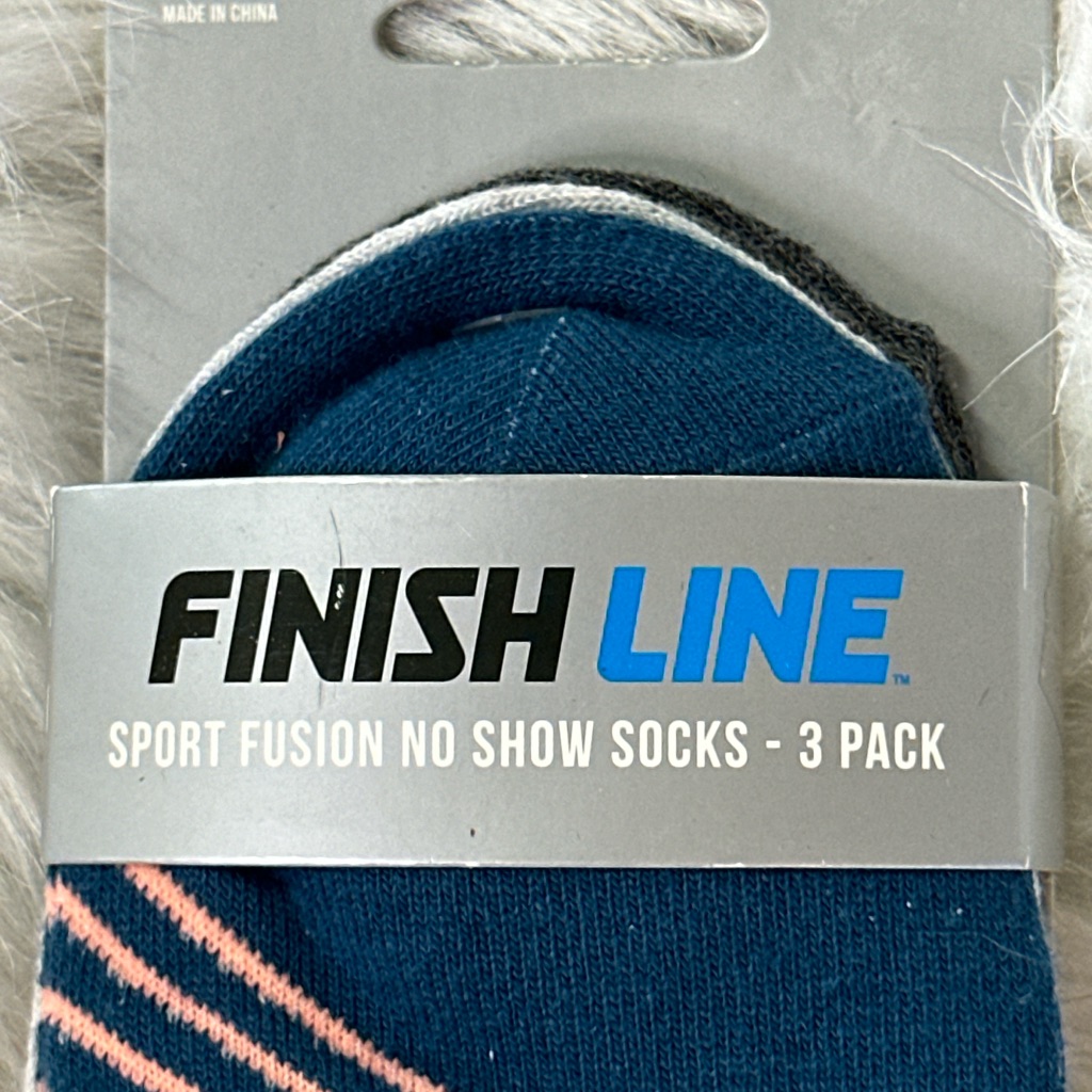 Nwt Finish Line Women's No Show Socks - Blue, Gray, And Peach Size 5-10 — image 2 of 3